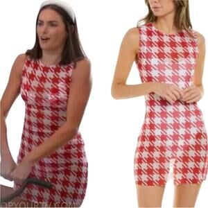 *NWOT WeWoreWhat Sheer Mesh Muscle Dress in Cherry Red/White – Med